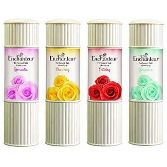 Enchanteur بودرة عطر التلك رومانسي ، ساحر ، جذاب ، رائع 125 جم - عبوة من 4 العين أبو ظبي الإمارات العربية المتحدة