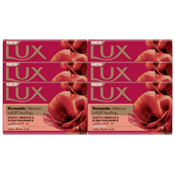 LUX Bar Soap Romantic Hibiscus glowing skin, Romantic Hibiscus, with Exotic Hibiscus and Elemi Fragrance, 170g Pack of 6 Al Ain Abu Dhabi UAE