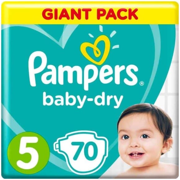 Pampers Baby-Dry Diapers Size 5, 70 Count Al Ain Abu Dhabi UAE MHM Stores