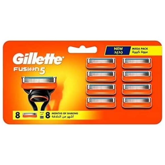 Gillette Fusion 5 Power Razor Blades - Silver/Orange, 8 PCS Al Ain Abu Dhabi UAE MHM Stores